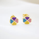 Gold Filled Enamel Clover Pendant Necklace Set & Earrings (XX15)