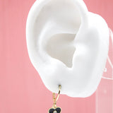 18K Gold Filled Heart Huggies Earrings With CZ Stone (L162)