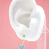 18K Gold Filled Heart Huggies Earrings With CZ Stone (L162)