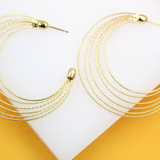 18K Gold Filled Layered Textured Hoop Earrings
