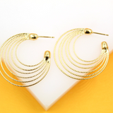 18K Gold Filled Layered Textured Hoop Earrings