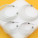 18K Gold Filled Layered Textured Hoop Earrings