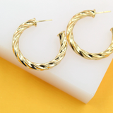 18K Gold Filled Twisted Open Hoop Earrings