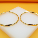 18K Gold Filled Flat Open Hoop Earrings (J37)