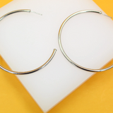 18K Rhodium Filled Large Thin Open Hoop Earrings