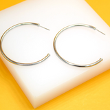 18K Rhodium Filled Large Thin Open Hoop Earrings