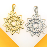18K Gold/Rhodium Filled Flower Pendant