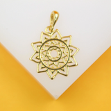 18K Gold/Rhodium Filled Flower Pendant