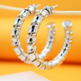 18K Rhodium Filled Thick Spiral Hoops Lever Back Earrings (J261)