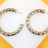 18K Rhodium Filled Thick Spiral Hoops Lever Back Earrings (J261)