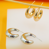 18K Gold Filled Thick Hoop Earrings (J236)