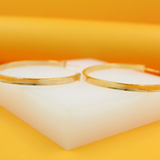 18K Gold Filled Flat Open Hoop Earrings (J70)
