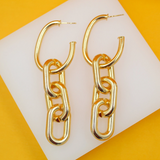 18K Gold Filled CZ Paper Clip Chain Dangle Earrings (K158)