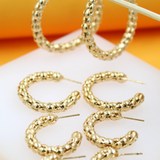 18K Gold | Rhodium Filled Thick Textured Hoop Earrings