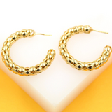 18K Gold | Rhodium Filled Thick Textured Hoop Earrings