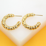 18K Gold | Rhodium Filled Thick Textured Hoop Earrings