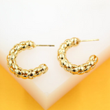 18K Gold | Rhodium Filled Thick Textured Hoop Earrings
