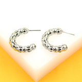 18K Gold | Rhodium Filled Thick Textured Hoop Earrings