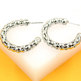 18K Gold | Rhodium Filled Thick Textured Hoop Earrings
