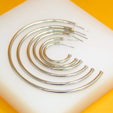 18K Rhodium Filled Large Thin Open Hoop Earrings