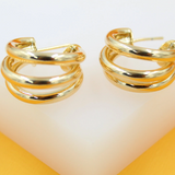18K Gold Filled Triple Strand Hoop Earrings