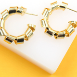 18K Gold Filled Thick Twisted Hoop Earrings (J228) (J230)