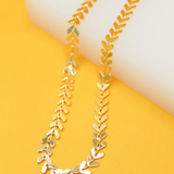 18K Gold Filled Leaf Chain Sharp Arrow Chevron Necklace (G39)