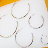 18K Rhodium Filled Large Thin Open Hoop Earrings