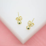 18K Gold Filled Tiny, Small Ball Stud Earrings (L140)(L145)