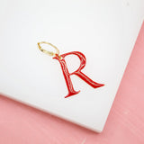 18K Gold Filled Enamel Color Letter A-Z Letter Pendant French Hook (A69)