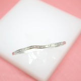 18K Gold Filled Slim Rectangle CZ Stone Bangle Bracelet (B19)