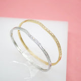 18K Gold Filled Slim Rectangle CZ Stone Bangle Bracelet (B19)