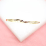18K Gold Filled Slim Rectangle CZ Stone Bangle Bracelet (B19)