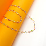 Light Round Multicolor CZ Stone Necklace (I69)(E215)