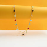 18k Gold Filled Multicolor Ball Charm Dangle Necklace (F4)