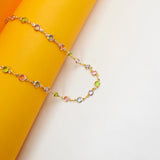 Light Round Multicolor CZ Stone Anklet (I69)(E215)