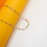 Light Round Multicolor CZ Stone Necklace (I69)(E215)