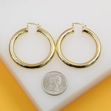 18K Gold Filled 6mm Thin Lever Back Hoop Earrings (J47)