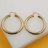 18K Gold Filled 6mm Thin Lever Back Hoop Earrings (J47)