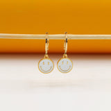 18K Gold Filled Enamel Smiley Earrings (J168)