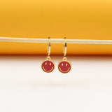 18K Gold Filled Enamel Smiley Earrings (J168)