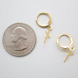 Tiny Simple Cross Huggie Earrings (L226)