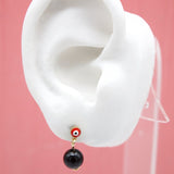 18K Gold Filled Evil Eye Black Bead Earrings