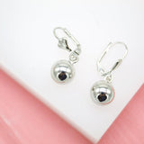 18K Rhodium Filled Pearl Latch Lever Back Earrings (L210)