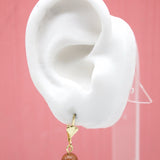 18K Gold Filled Brown Pearl French Hoop Lever Back Earrings