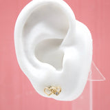 18K Gold Filled Gold Hearts Stud Earrings With A Cubic Zirconia Stone