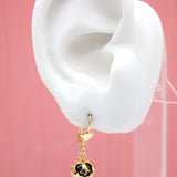 18K Gold Filled Black & White Pearl Stud Earrings (K247)