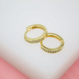 18K Gold Filled Huggies Earrings With CZ Cubic Zirconia Stones
