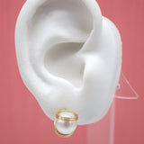 18K Gold Filled Pearl Stud Earrings With Golden Rings