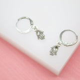 18K Gold Filled Hand Of Hamsa Heart Huggies Earrings
